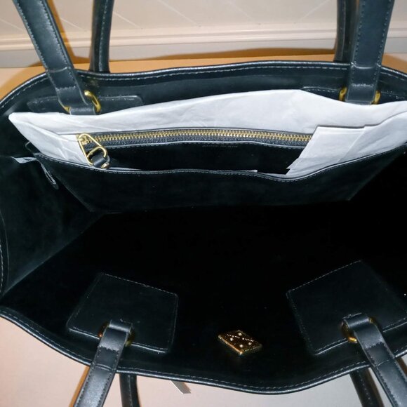 Anne Klein Black Sandra Shopper Tote with Matching Pouch Set - Picture 6 of 9